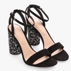 Aldo Glitter Cylinder Sandals NWOB